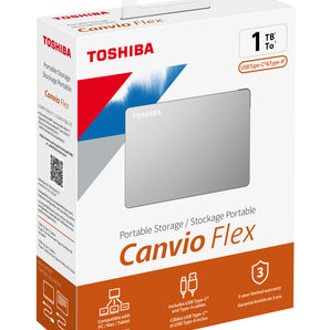 CANVIO Flex Portable External Hard Drive, USB 3.0/2.0, 1TB, Silver, 3-Year Stand (HDTX110XSCAA)