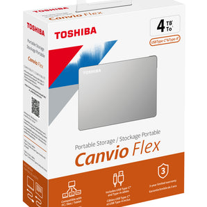 CANVIO Flex Portable External Hard Drive, USB 3.0/2.0, 4TB, Silver, 3-Year Stand (HDTX140XSCCA)