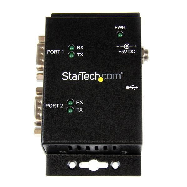 StarTech 2 Port Industrial Wall Mountable USB to Serial Adapter Hub with DIN Rail Clips (ICUSB2322I) - V&L Canada