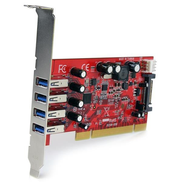 StarTech IO Card  4Port PCI SuperSpeed USB 3.0 Adapter Card with SATA SP4 Retail (PCIUSB3S4) - V&L Canada