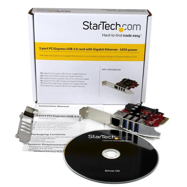 StarTech 3-Port PCI Express USB 3.0 Card + Gigabit Ethernet (PEXUSB3S3GE) - V&L Canada