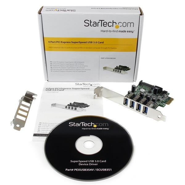 StarTech 4 Port PCI Express PCIe SuperSpeed USB 3.0 Controller Card Adapter with UASP - SATA Power (PEXUSB3S4V) - V&L Canada