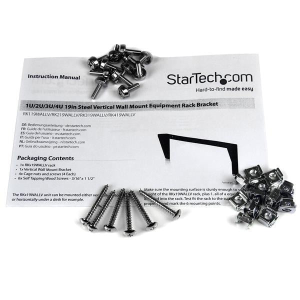 StarTech 3U 19in Steel Vertical Wall Mount Equipment Rack Bracket (RK319WALLV) - V&L Canada