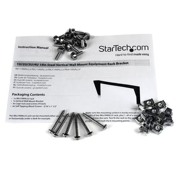 StarTech 4U 19in Steel Vertical Wall Mount Equipment Rack Bracket (RK419WALLV)