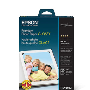 Epson Premium Photo Paper Glossy Borderless 5 x 7" 20 Sheet Photo Paper (S041464)