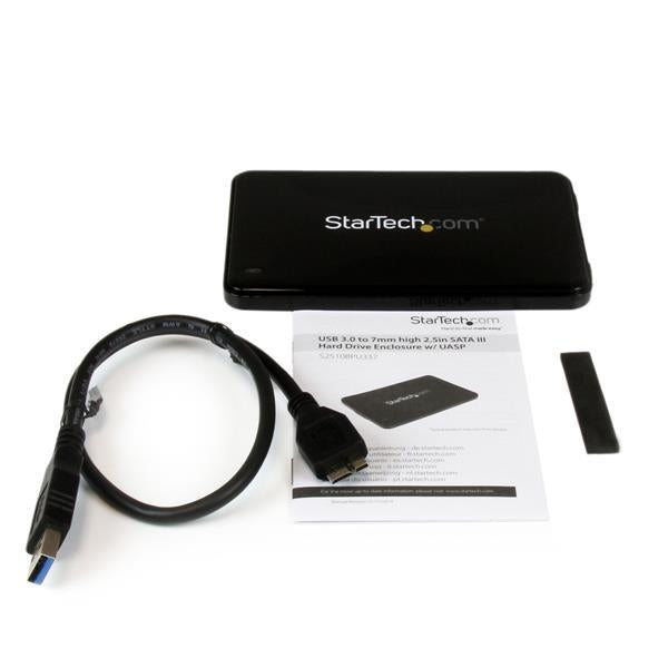 StarTech 2.5in USB 3.0 SATA Hard Drive Enclosure w/ UASP for Slim 7mm SATA III SSD/HDD (S2510BPU337) - V&L Canada