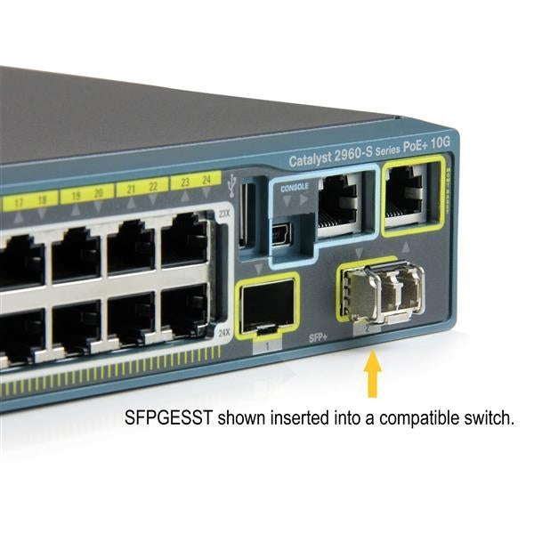 StarTech Cisco Compatible Gigabit Fiber SFP Transceiver Module MM LC w/ DDM – 550m (Mini-GBIC) (SFPGESST) - V&L Canada