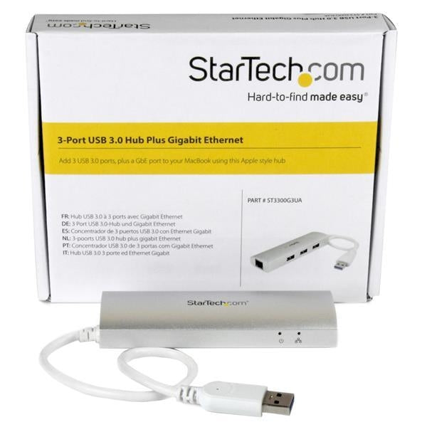 StarTech Accessory  3-Port Portable USB 3.0 Hub + Gigabit Ethernet Retail (ST3300G3UA) - V&L Canada