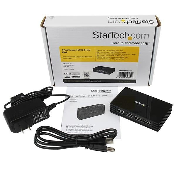 StarTech Accessory  4 Port Compact Black USB 2.0 Hub Retail (ST4202USB) - V&L Canada