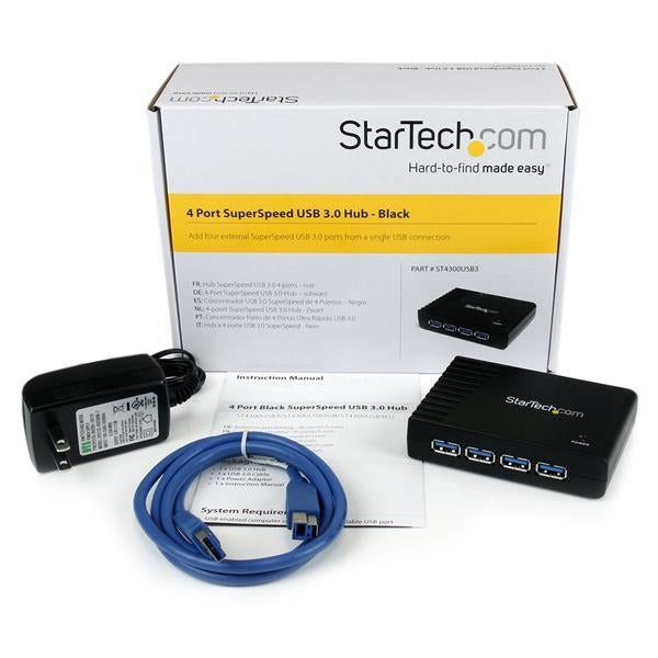 StarTech Accessory 4 Port Black SuperSpeed USB 3.0 Hub Retail (ST4300USB3) - V&L Canada