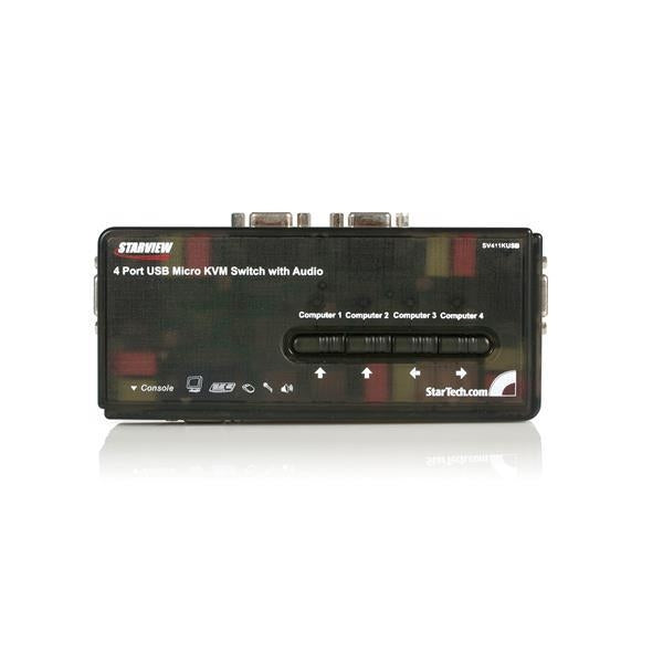 StarTech 4 Port Black USB KVM Switch Kit with Cables and Audio (SV411KUSB) - V&L Canada
