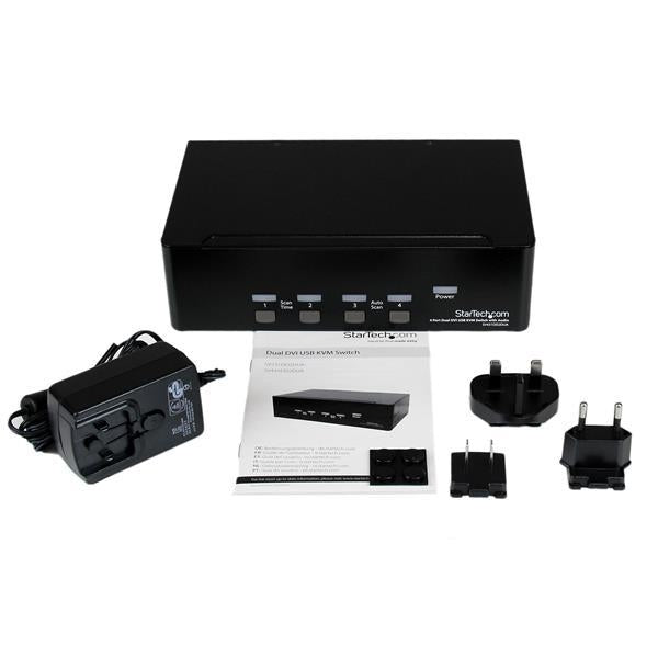 StarTech 4 Port Dual DVI USB KVM Switch with Audio &amp; USB 2.0 Hub (SV431DD2DUA) - V&L Canada