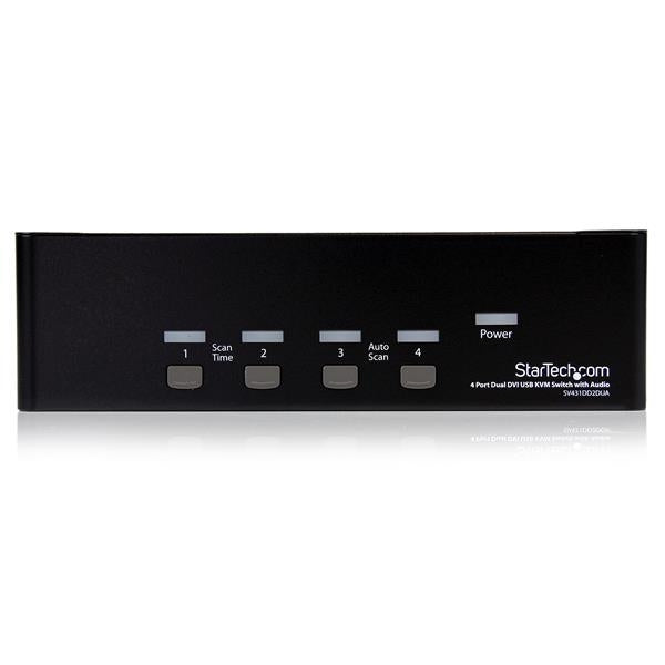 StarTech 4 Port Dual DVI USB KVM Switch with Audio &amp; USB 2.0 Hub (SV431DD2DUA) - V&L Canada