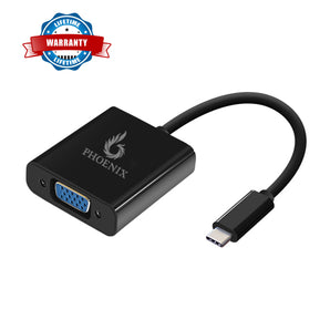 Phoenix USB Type-C to VGA adapter,  Thunderbolt 3 Port Compatible, for Lenovo Yoga, MacBook Pro, Dell XPS13, Google Chromebook Pixel and More