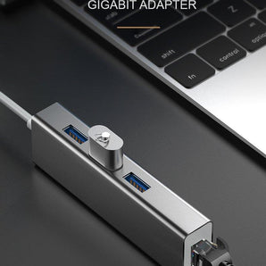 Phoenix USB Type-C to 3 Port USB Hub with Ethernet Adapter - Aluminum alloy