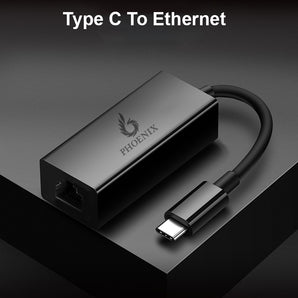 Phoenix USB Type-C to Ethernet Adapter, USB 3.1 Type C to RJ45 Gigabit Ethernet LAN Network adapter