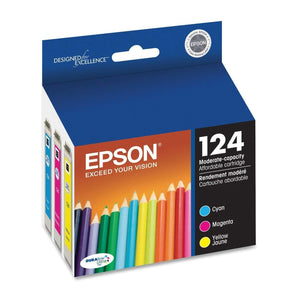 Epson 124, Color Ink Cartridges, Moderate Capacity, C/M/Y 3-Pack (T124520) (T124520-S-K)