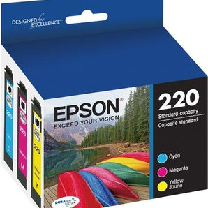 Epson 220, Color Ink Cartridges, C/M/Y 3-Pack (T220520) (T220520-S-K)