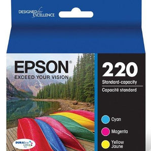 Epson 220, Color Ink Cartridges, C/M/Y 3-Pack (T220520) (T220520-S-K)