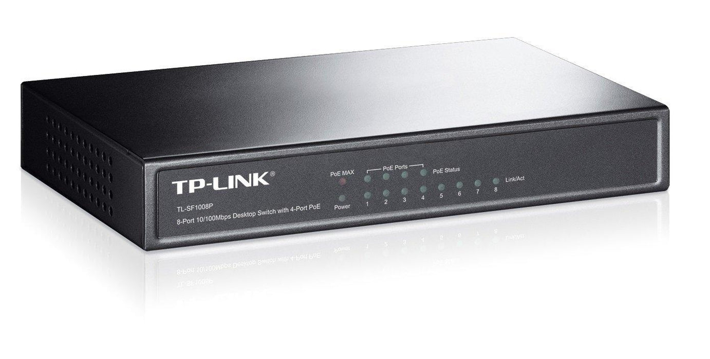 TP-Link TL-SF1008P 10/100Mbps 8-Port PoE Switch, 4 POE ports, IEEE 802.3af, 53W - V&L Canada