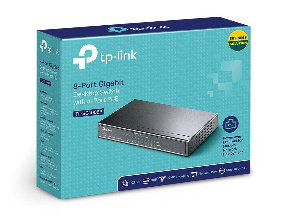 TP-Link TL-SG1008P 8-Port Giagbit PoE Switch, 4 POE ports, IEEE 802.3af, Max Output 53W - V&L Canada