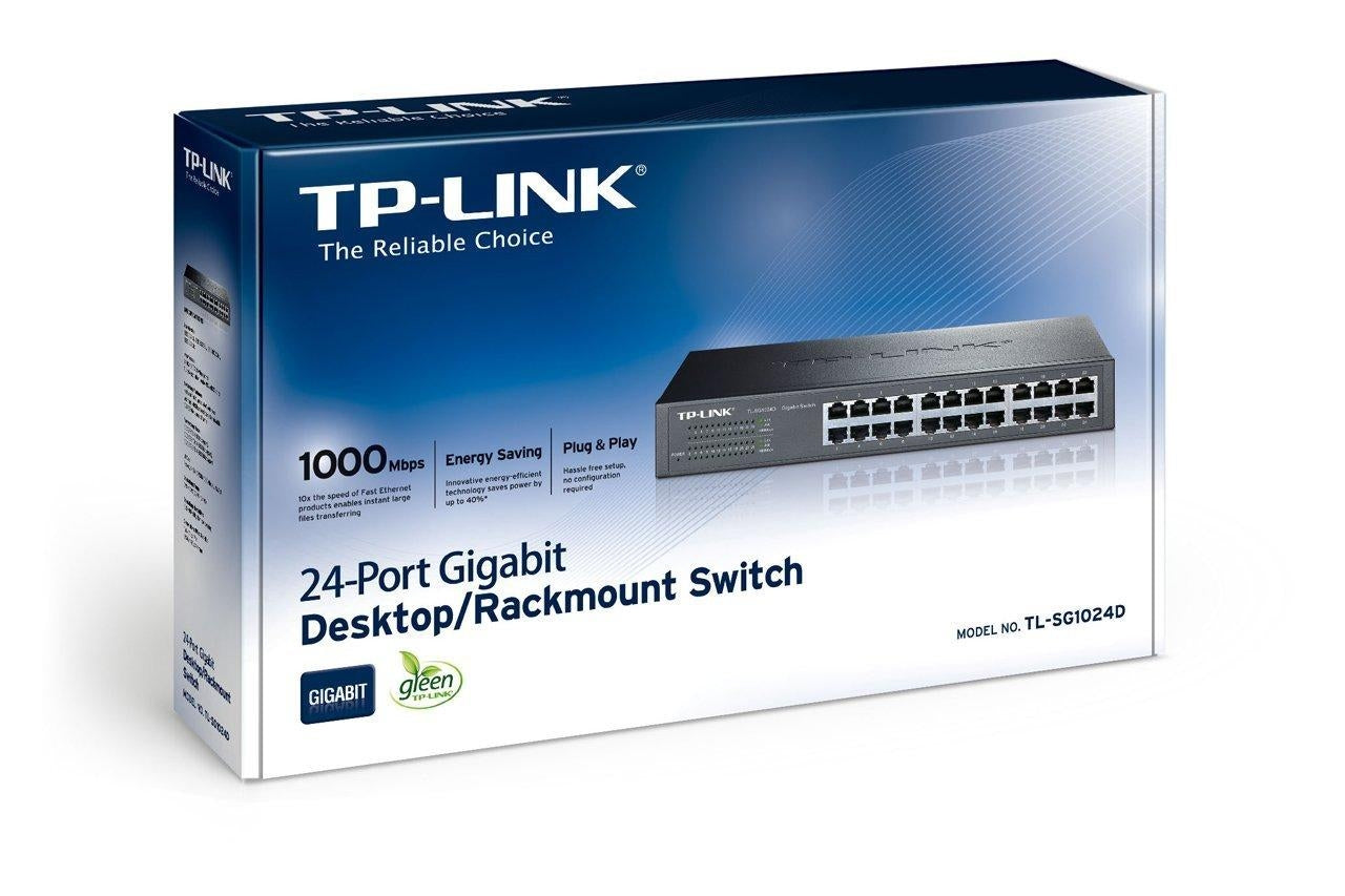 TP-LINK 24-Port Gigabit Desktop/Rackmount Switch Unmanaged network switch Gigabit Ethernet (10/100/1000) Grey (TL-SG1024D) - V&L Canada