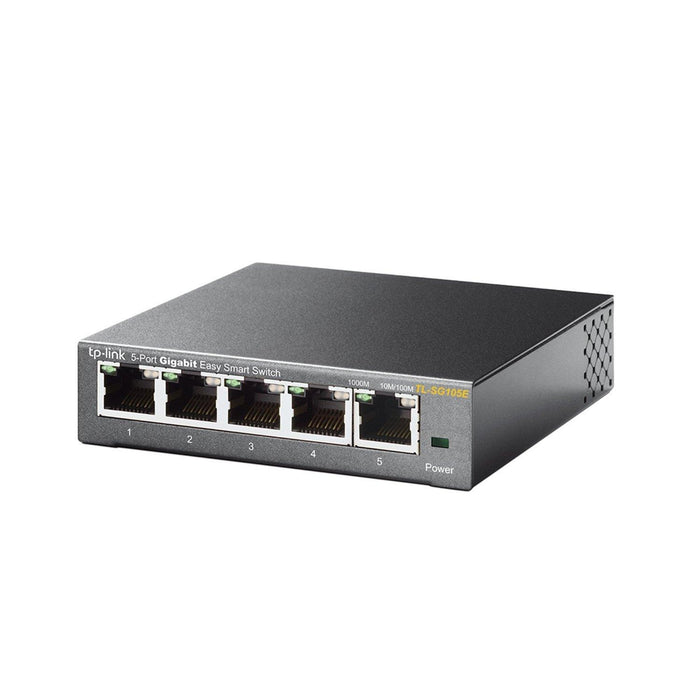 TP-Link TL-SG105E 5-Port Gigabit Easy Smart Switch with 5 10/100/1000 Mbps RJ45 Ports, MTU/Port/Tag-Based VLAN, QoS and IGMP - V&L Canada