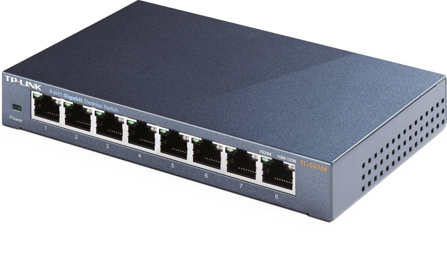 TP-Link TL-SG108 8-Port 10/100/1000Mbps Desktop Gigabit Steel Cased Switch, IEEE 802.1p QoS, - V&L Canada