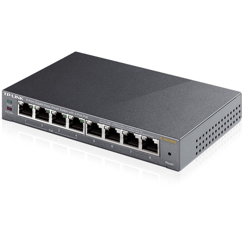 TP-LINK 8-Port Gigabit PoE Web Managed Easy Smart Switch with 4 PoE Ports (TL-SG108PE) - V&L Canada
