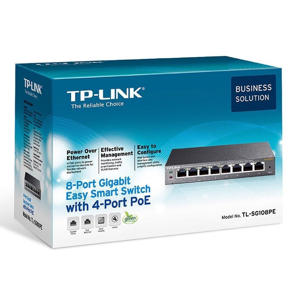 TP-LINK 8-Port Gigabit PoE Web Managed Easy Smart Switch with 4 PoE Ports (TL-SG108PE) - V&L Canada