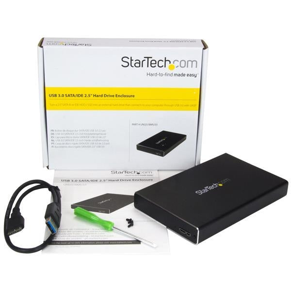StarTech USB 3.0 Universal 2.5in SATA III or IDE Hard Drive Enclosure with UASP - Portable External SSD / HDD (UNI251BMU33) - V&L Canada