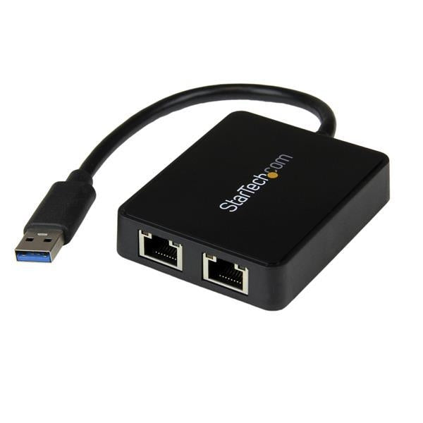 StarTech USB 3.0 to Dual Port Gigabit Ethernet Adapter NIC w/ USB Port (USB32000SPT) - V&L Canada