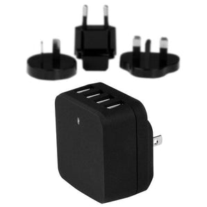 StarTech 4-Port USB Wall Charger - International Travel - 34W/6.8A - Black (USB4PACBK)