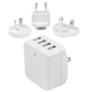 StarTech 4-Port USB Wall Charger - International Travel - 34W/6.8A - White (USB4PACWH)