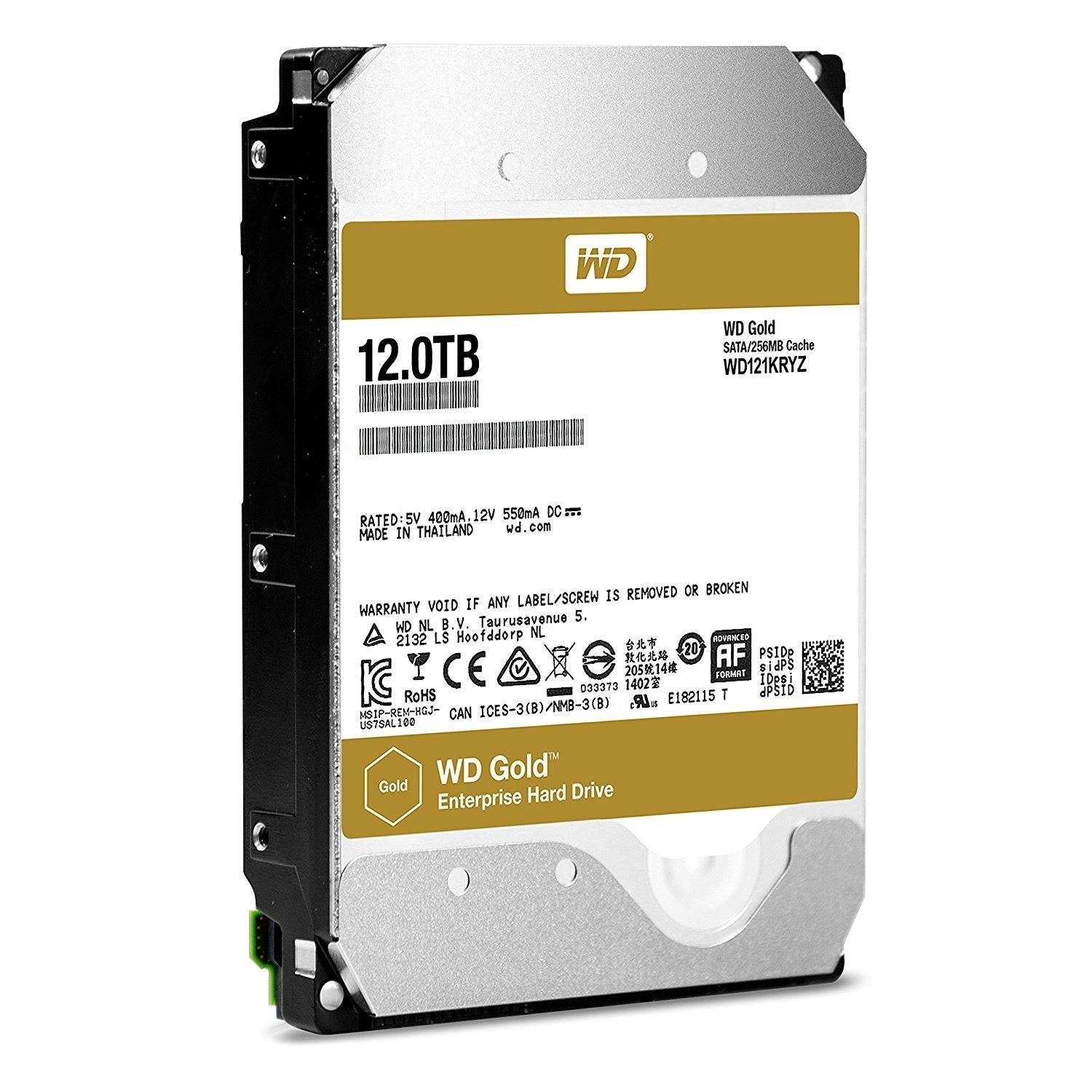 Western Digital Hard drive WD121KRYZ 12TB Gold SATA 3.5 inch 7200RPM 256MB Cache Bare - V&L Canada