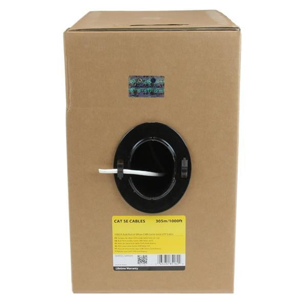 StarTech  Bulk Cat 5e Ethernet Cable - 1000 ft. - Solid - CMR-Rated - White (WIR5ECMRWH) - V&L Canada