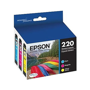 Epson 220 Color Ink Cartridges, Cyan, Magenta, Yellow, 3-Pack T220520 (T220520-S-K)