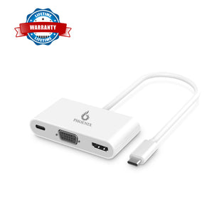 Phoenix USB  Type-C to USB 3.0 AF*2 + VGA + HDMI + CF (PD) ABS Eco Materials